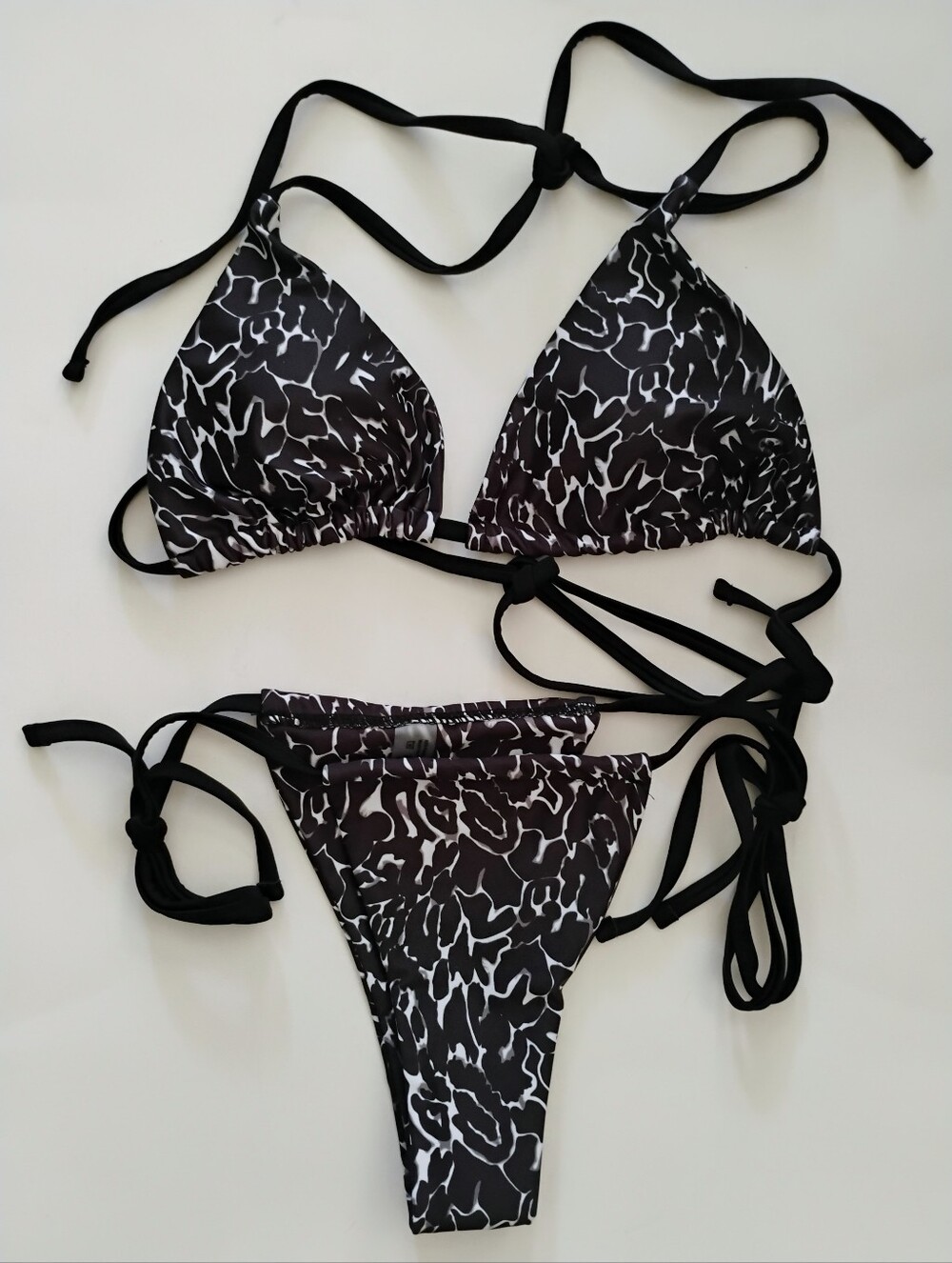 Black & White Animal Print Bikini Set Small